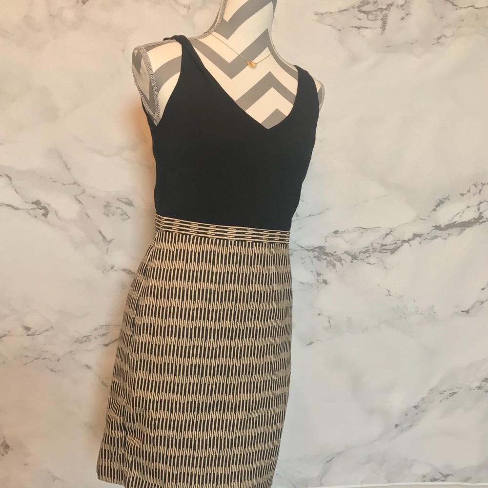 Loft 4P Black and Gold NWT Dress